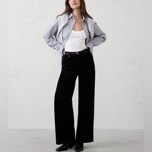 WIDE-LEG HIGH-RISE CORDUROY PANT Black